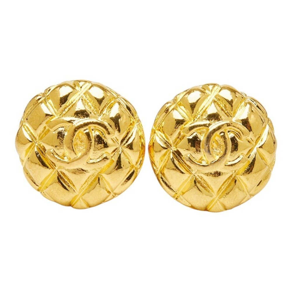 CHANEL Vintage Gold Logo Earrings
